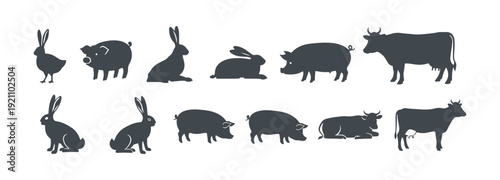 collection of black animal silhouettes in vector format