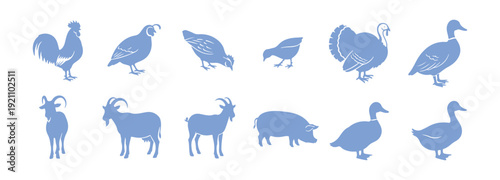 Assortment of icons for agricultural animals