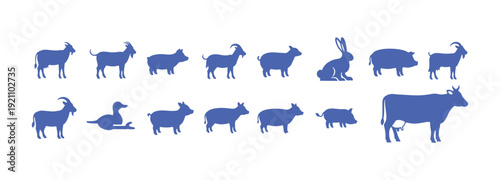 Set of icons for farm animals

