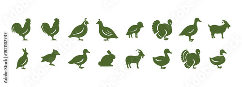 Icons representing farm animals

