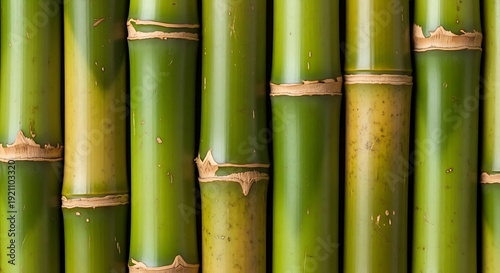 A close-up view of a bamboo forest showcasing the vibrant green hues and intricate textures of the stalks