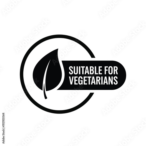 Vector illustration icon suitable for vegetarians label icon with leaf in circle