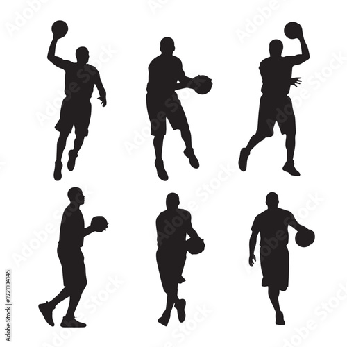 Black Basketball Silhouette Vector, High Quality Illustration on White Background