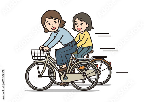 自転車の並走による危険運転イメージ（違反・事故防止・注意喚起）