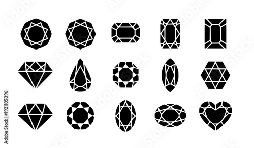 Abstract black diamond silhouette icon set vector illustration