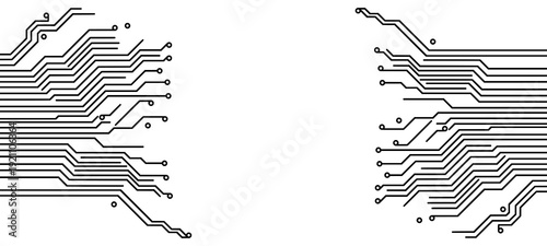 Circuit board corner frames texture, digital electronic data and network connection, futuristic technology system tech lines 
