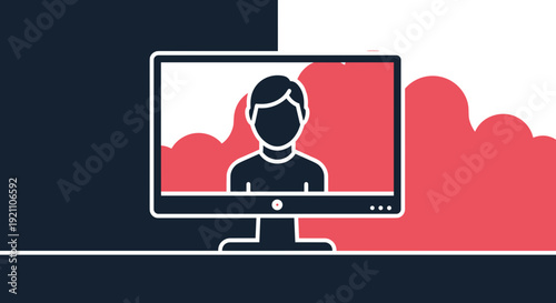 Computer Monitor Displaying Person Icon Graphic.