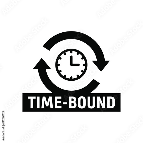 Vector illustration icon timebound concept with clock and circular arrows symbolizing urgency and deadline