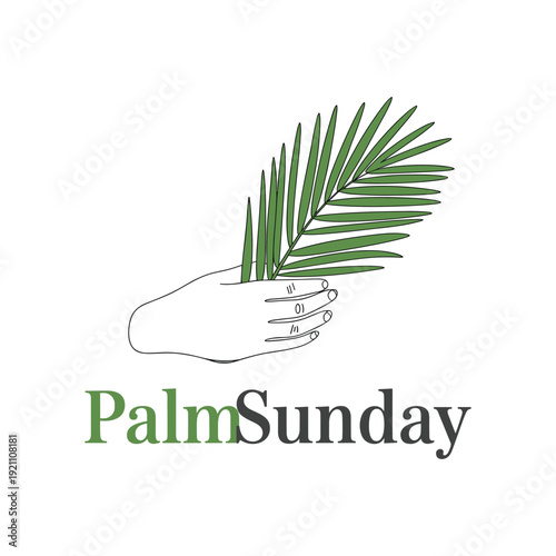Hand Holding Green Palm Branch Illustration for Palm Sunday Celebration