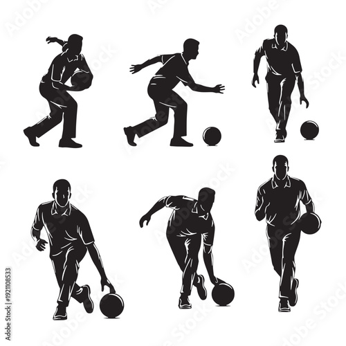 Black Bowling Silhouette Vector, High Quality Illustration on White Background