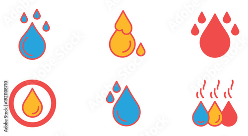 Humidity line art color clean design representing water vapor, environmental moisture, weather measurement, climate control concept