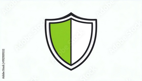 A symmetrical shield image, bisected vertically. One side is bright green, the other white. Black outline on white background Free Download A symmetrical shield image, bisected vertically. One side is bright green, the other white. Black outline on white background - GFXLoad