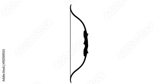 Recurve Bow Silhouette Profile View.
