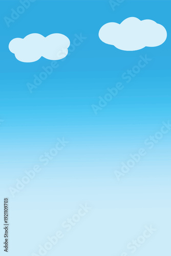 Cute White Clouds on Cerulean Blue Sky Gradient Background