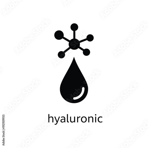 Vector illustration icon black hyaluronic acid molecule icon with water drop