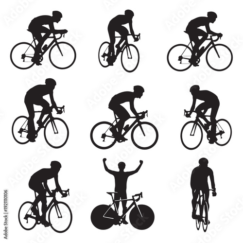 Black Cycling Silhouette Vector, High Quality Illustration on White Background