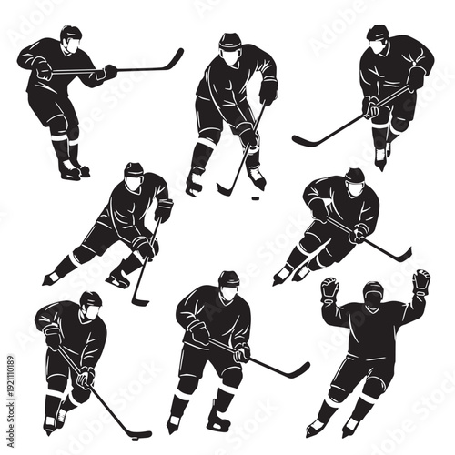 Black Hockey Silhouette Vector, High Quality Illustration on White Background