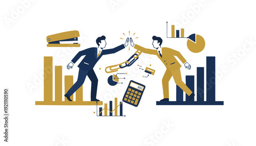 Synergistic Business Professionals Celebrating Achieved Milestones and Strategic Growth with Data-Driven Insights