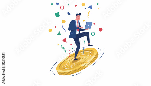 Navigating Market Volatility: Professional Man Balancing Financial Strategy with Digital Solutions