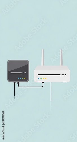 Obraz na płótnie Wireless router and modem connection technology.