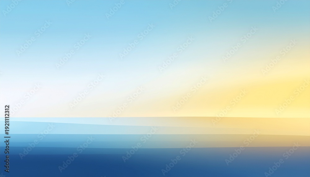 Fototapeta premium A quiet open landscape where the sky dominates the composition with smooth gradient transitions from cool to warm tones. A faint distant ground silhouette and subtle haze create depth in a calm.