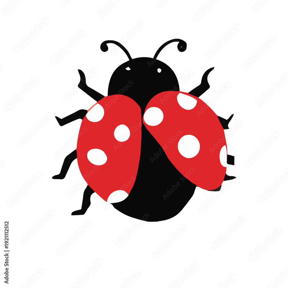 Fototapeta premium Cartoon red ladybug isolated on white background.