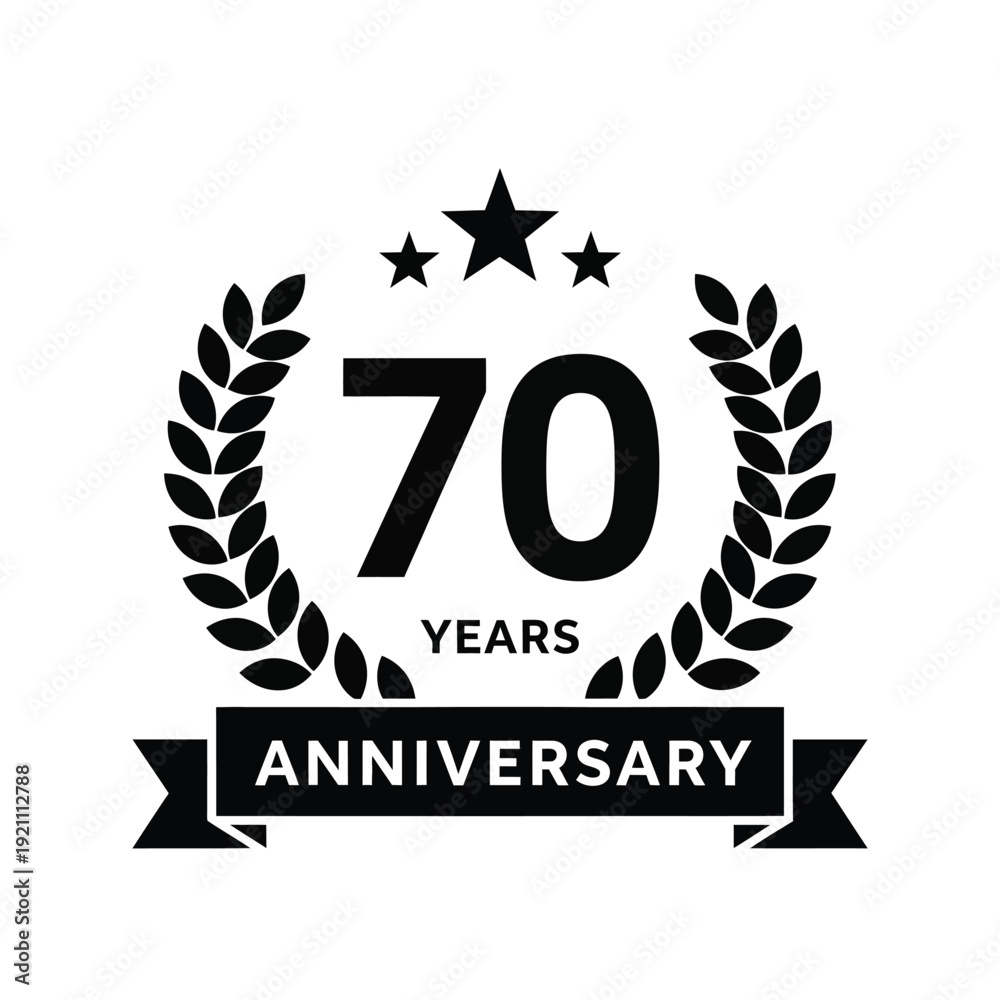 Obraz premium Vector illustration icon 70 years anniversary emblem with laurel wreath and stars