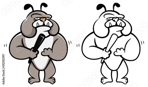 Cute Police Dog Cartoon Character Holding a Baton. Brave K9 Officer Mascot in Uniform, Perfect for Security Logos, Kids Stickers, Guard Agency Branding, and Law Enforcement Education