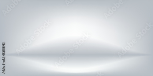 White grey studio room. Limbo light background. Abstract 3d gradient backdrop for product presentation. Minimal wall scene spotlight. Showcase, promotion display.