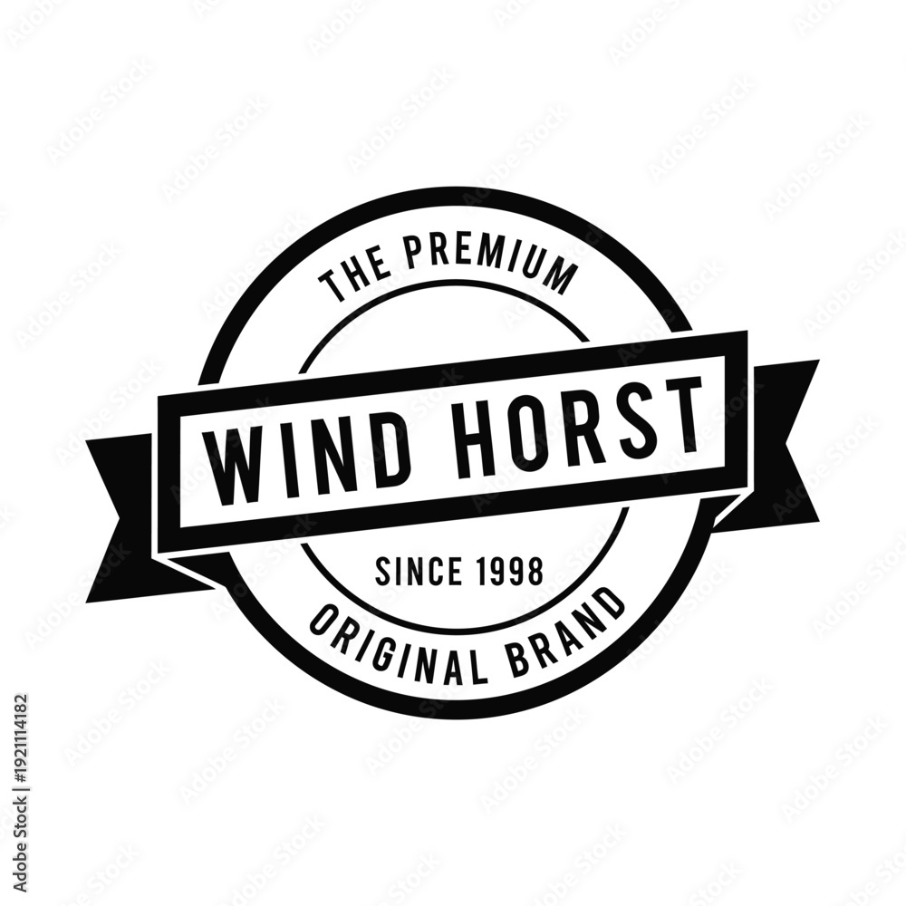 Obraz premium Vector illustration icon wind horst premium original brand label or badge with ribbon