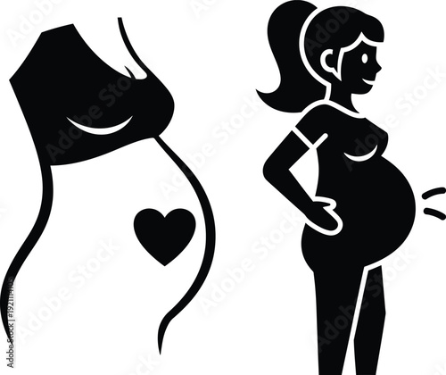 Pregnant woman silhouette with heart