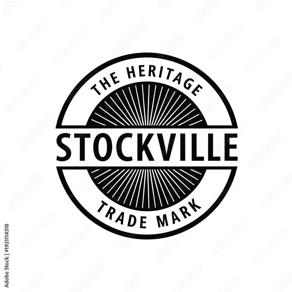 Fototapeta premium Vector illustration icon black and white stockville trade mark logo on a with sunburst design