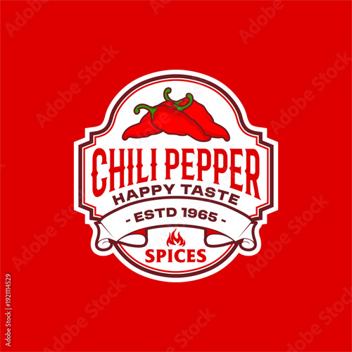 Spicy red chili sauce logo design, chili and fire concept, for sauce products, spicy food, sauce labels, natural spicy food brands. Chili pepper on fire.