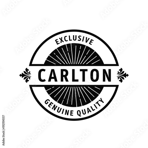 Vector illustration icon black and white carlton logo with exclusive genuine quality emblem