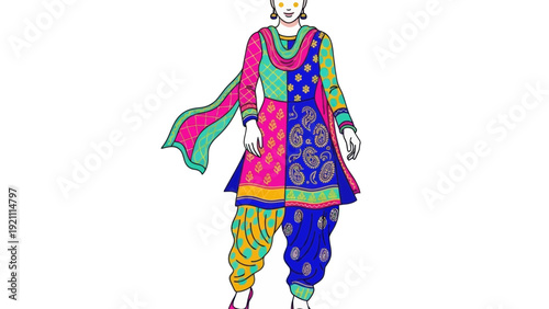 Colorful Indian Salwar Kameez Traditional Attire For Women