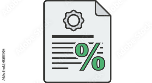 Certificate with Percentage Symbol and Gear Icon