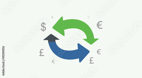 Currency Exchange Arrows Symbolizing Global Financial Transactions and Trade