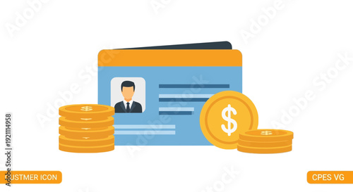 Customer Card and Coins Icon - Business and Finance Concept