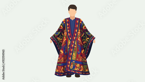 Man Wearing Traditional Kashmiri Phiran