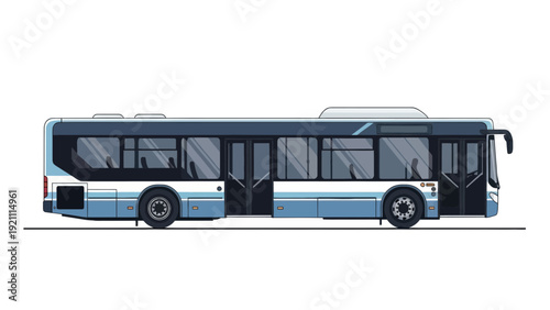 Modern Blue and White City Bus Illustration