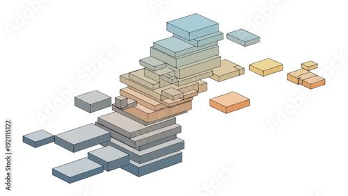 Stacked Geometric Blocks in Pastel Tones
