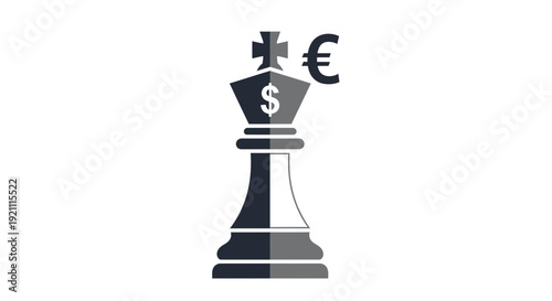 King Chess Piece with Dollar and Euro Symbols - Financial Strategy