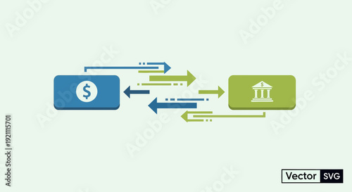 Money Transfer and Bank Transaction Concept with Arrows