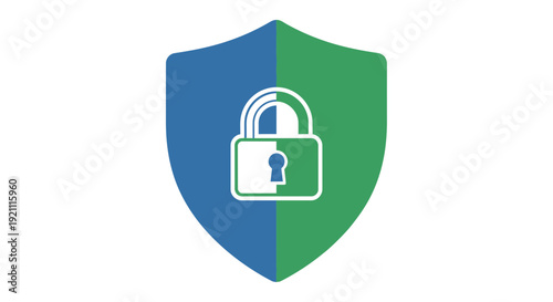 Secure Shield Icon with Lock Symbol, Cybersecurity and Data Protection Concept