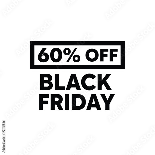 Vector illustration icon black friday sale banner with 60 percent off