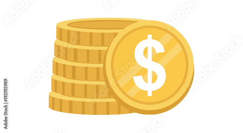 Stack of Gold Coins with Dollar Sign - Financial Success and Wealth Concept
