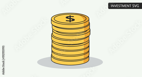 Stack of Gold Coins with Dollar Sign - Investment and Wealth Concept