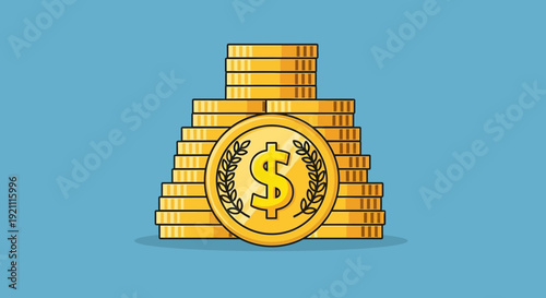 Stack of Gold Coins with Dollar Symbol - Wealth and Finance Concept