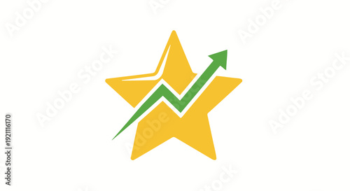 Yellow Star with Green Upward Arrow Graph Line - Success, Growth, Finance Concept