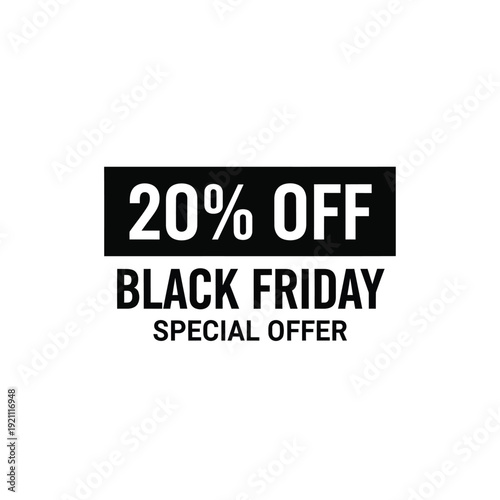 Vector illustration icon black friday special offer banner with 20 percent off